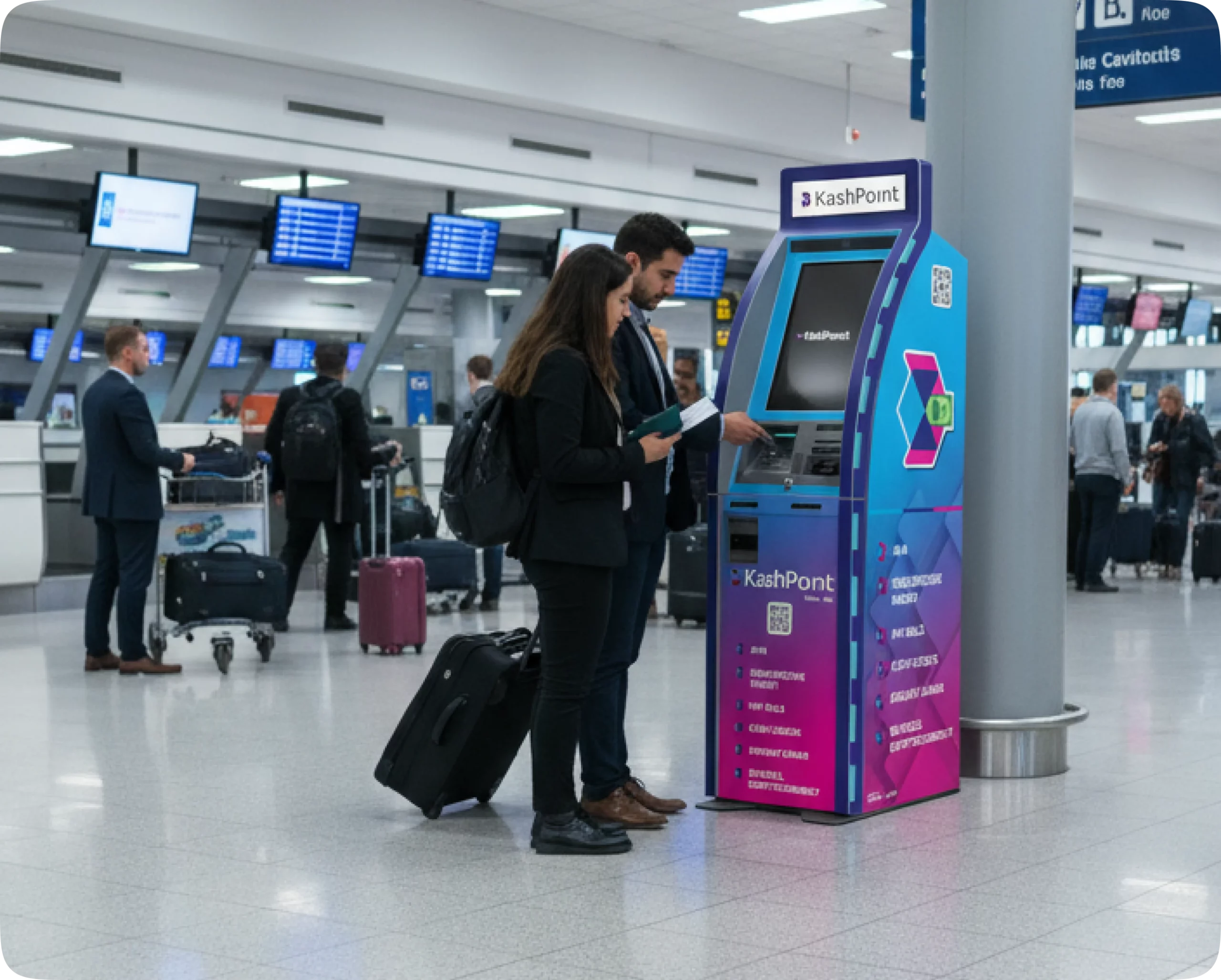 Illustration of digital gear icons and shield overlay representing PointsKash technology and operations