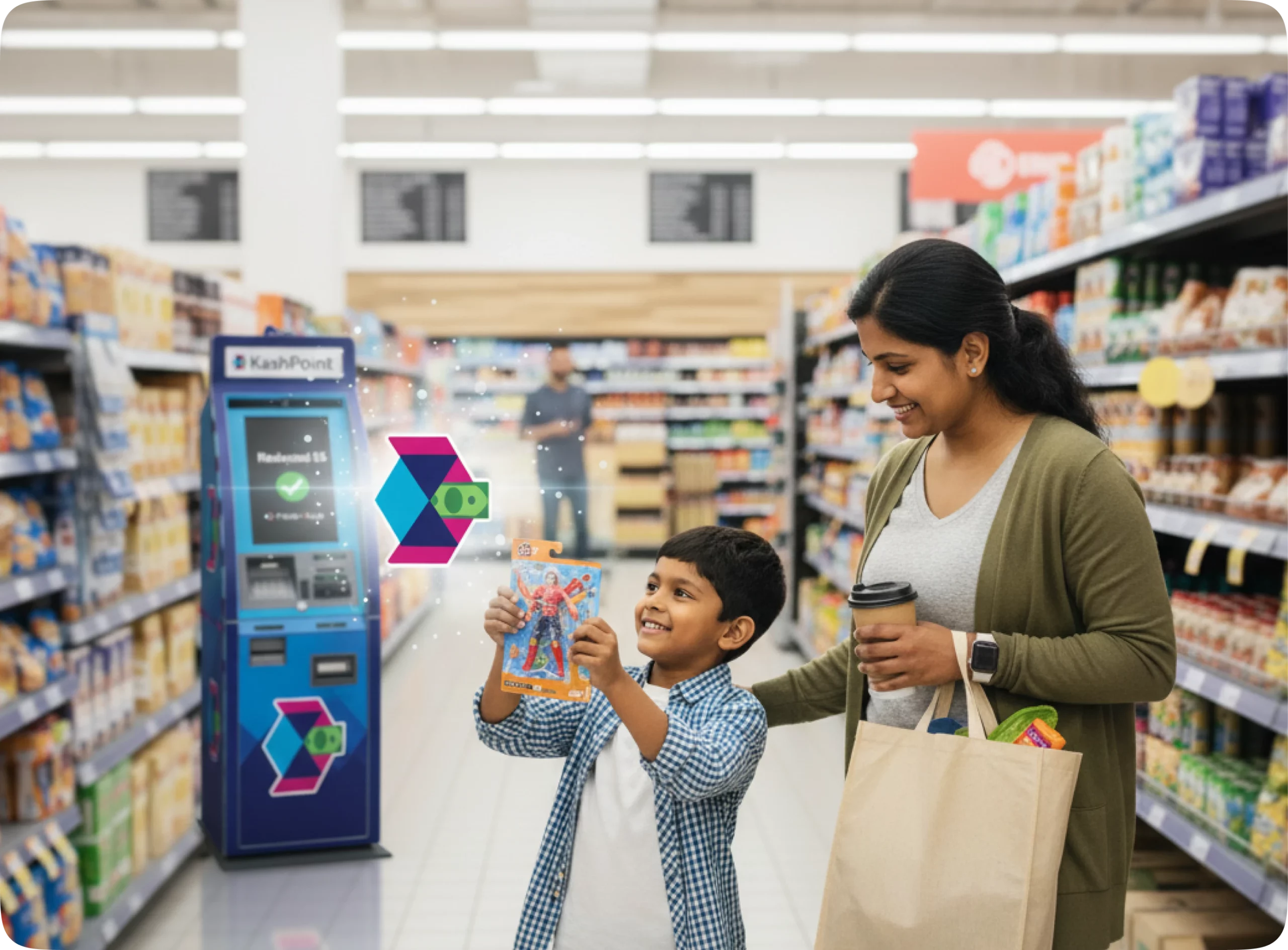 Desktop and smartphone on a desk showing PointsKash service interface